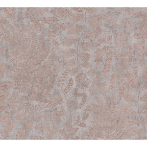 A.S. Création Vliestapete mit Blättern in Grau und Rosa für eine stilvolle Wandgestaltung.