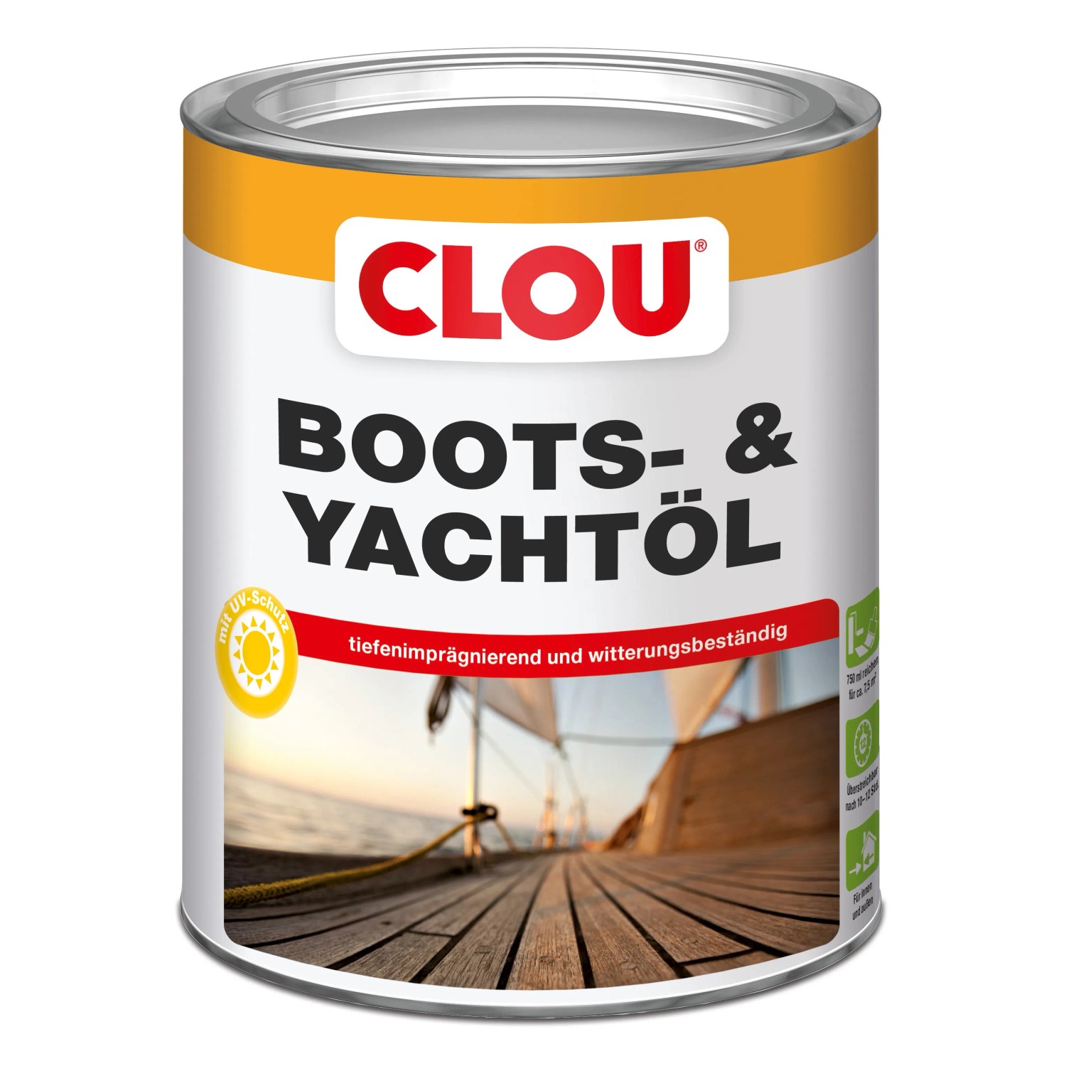 Dose Clou Boots- & Yachtöl 750ml, farbloses Öl für Holz im Innen- und Außenbereich.
