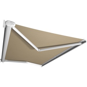 Kassettenmarkise Perform, 300x200 cm, weißes Gestell, beigebraunes Tuch. Ideal für Balkon & Terrasse.