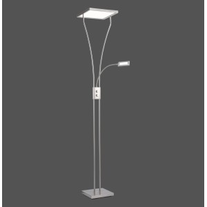 Moderne LED-Stehleuchte Marian aus Stahl, 180-195 cm hoch, mit Haupt- und Leselicht.