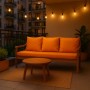 Orangefarbenes Bankkissen-Set für 3-Sitzer Gartenbank, bestehend aus Sitz- und Rückenkissen.