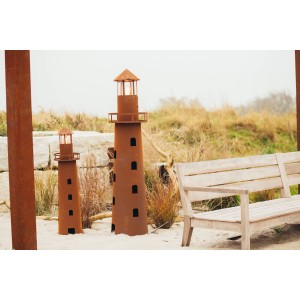 Ferrum Art Design Deko-Leuchttürme aus Edelrost, 116 cm, als Gartendeko.
