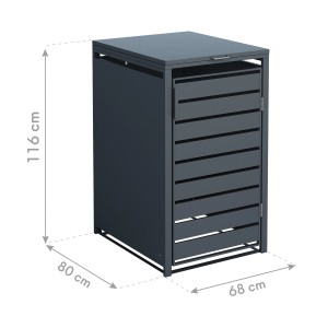 Westmann Mülltonnenbox Kubus, 1er Box für 240 l Tonne, Metall Anthrazit, 116x68x80 cm.