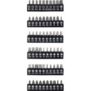 LUX-TOOLS Schraubendreher-Bits: Vielfältiges Set mit Schlitz, Kreuz, Torx, Inbus für den 155-tlg. Werkzeugkoffer.