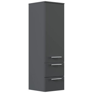 Posseik Hochschrank, 120 cm, Grafit, mit Tür, 2 Schubladen und Glaseinlagen.