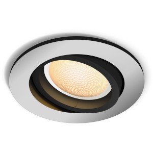 Runder Philips Hue LED-Einbauspot Milliskin, Aluminium, 250 lm, White Ambiance.