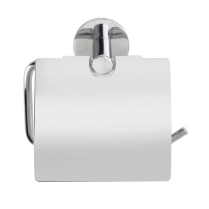 Wenko Toilettenpapierhalter Isera mit Deckel, silber glänzend, zur Wandmontage ohne Bohren.