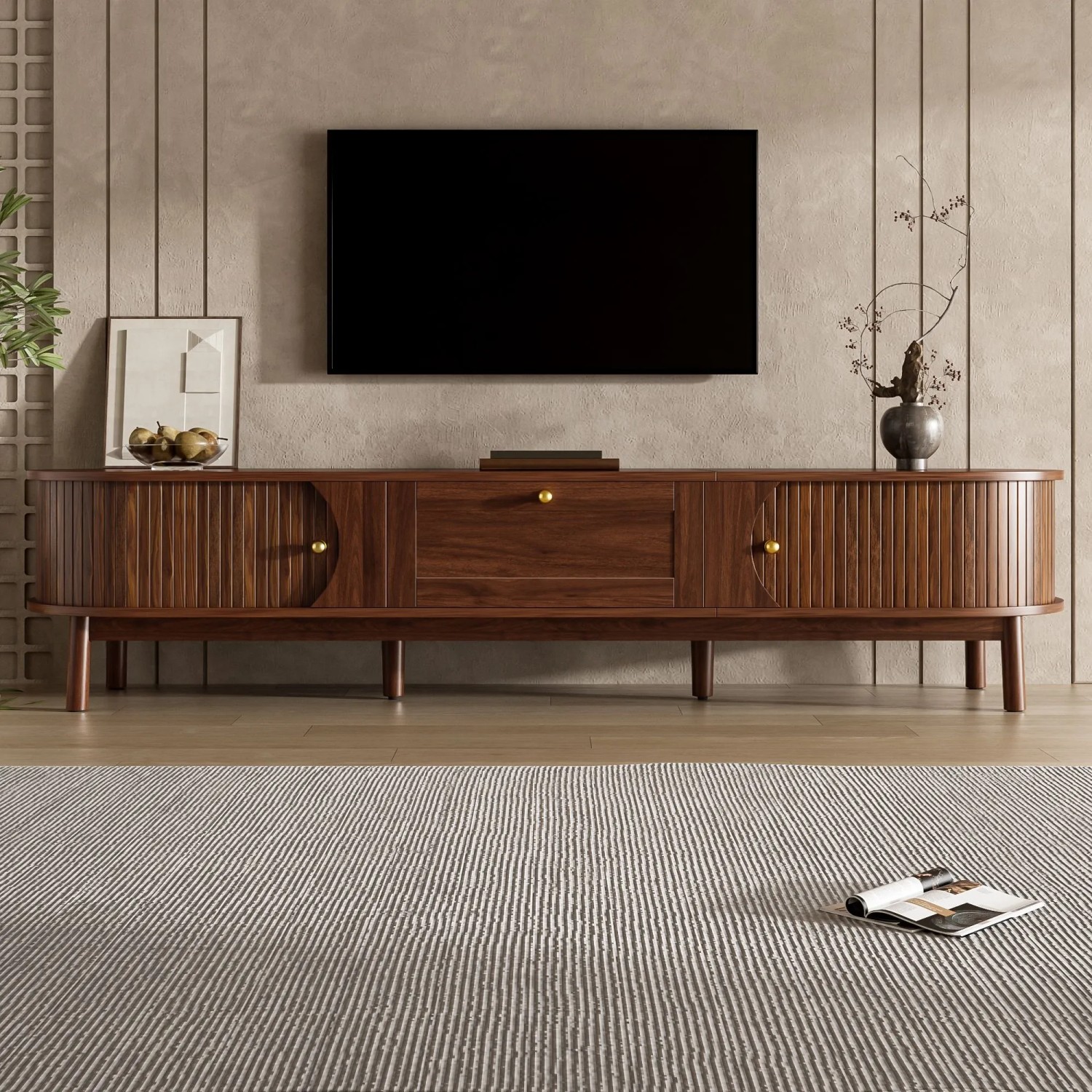 okwish Schrank mit Schubladen für Wohnzimmer 170x39.5x38cm Braun_2
