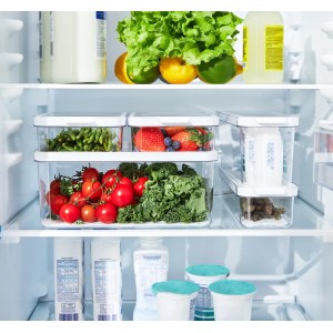 Rotho Cauma Kühlschrankorganizer-Set, 5-teilig, transparent, zur Aufbewahrung von Lebensmitteln im Kühlschrank.