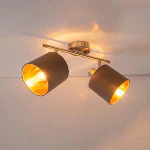 Näve Wand- und Deckenleuchte Maron, 2-flammig, mit goldfarbener Innenseite. Spots für individuelle Lichtrichtung.