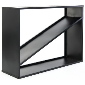 Schwarzes Westmann Kaminholzregal (115x35x80cm) zur trockenen Lagerung von Brennholz.