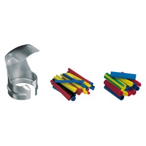 Steinel Schrumpfschlauch-Set, 3-teilig, mit Reflektordüse und farbigen Schrumpfschläuchen.