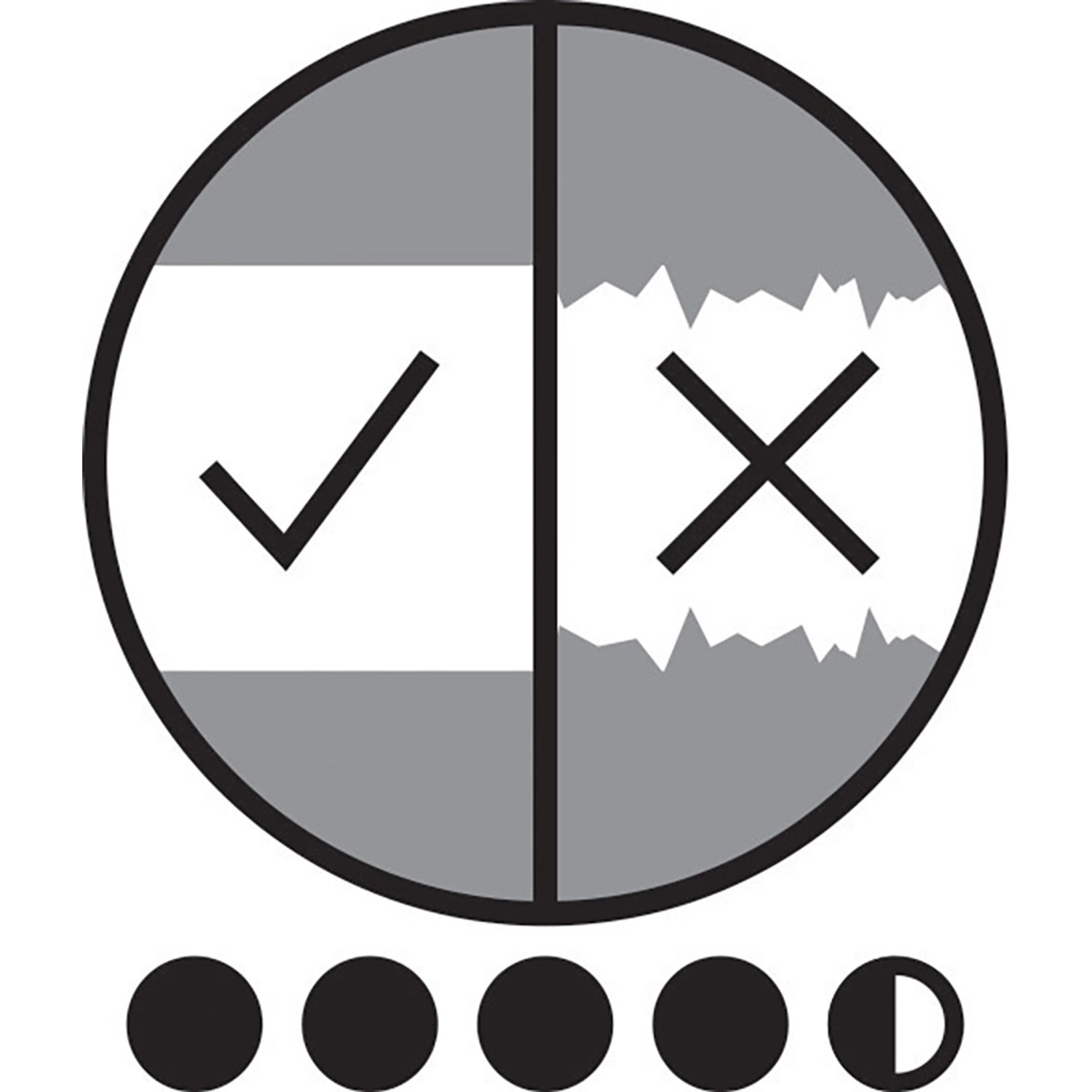 Symbol für scharfe Farbkanten mit Tesa Easy Cover Abdeckfolie, kein Unterlaufen von Farbe.