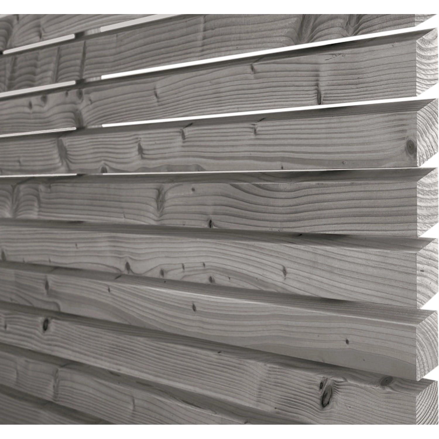 Graue Rhombus Fassadenprofile aus Kiefernholz, imprägniert, für eine moderne Holzfassade.