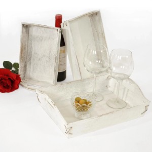 MCW 3er Set Tablett C50 Shabby-Look Vintage Weiß Shabby