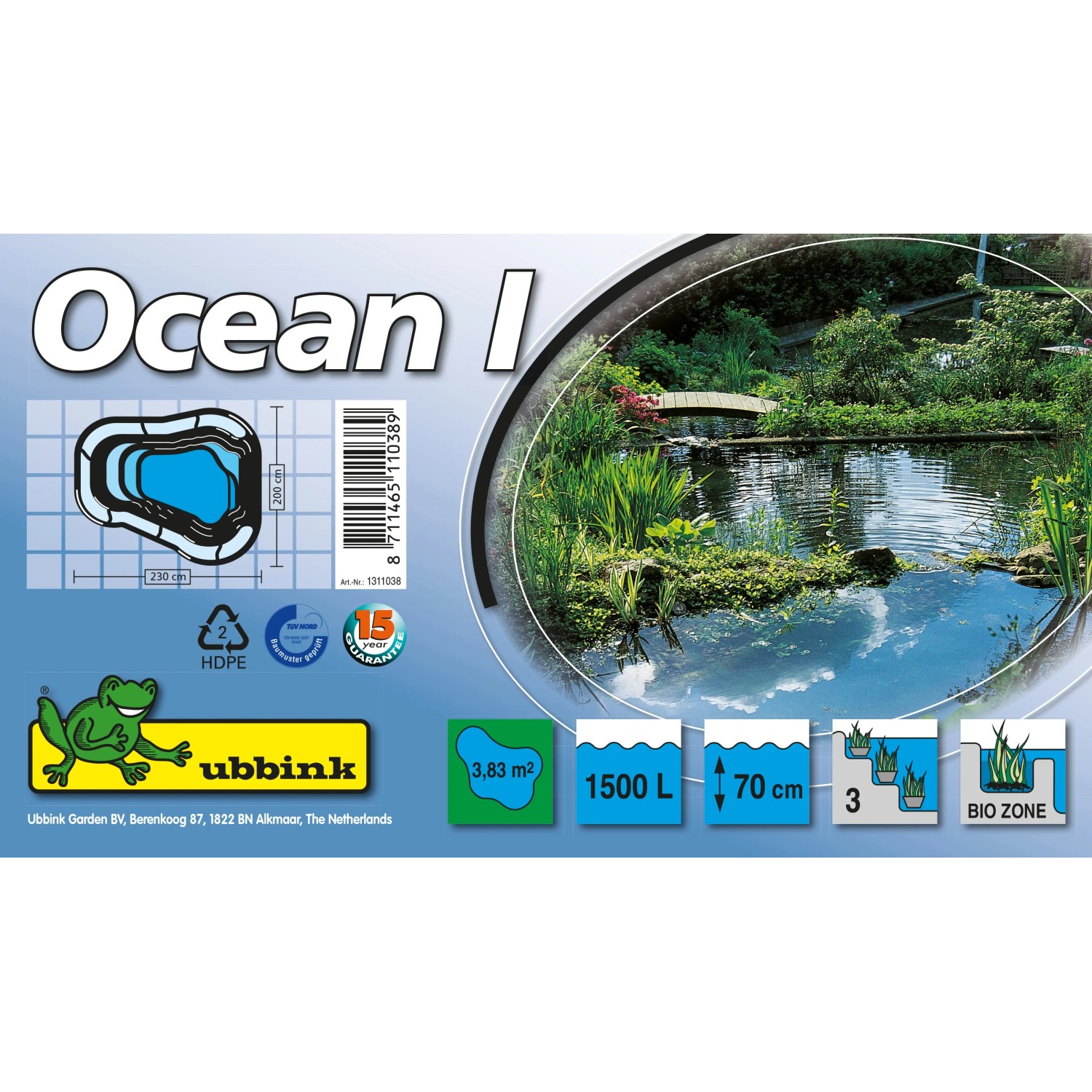 Ubbink Fertigteich Ocean I, 1500 l: Teichbecken mit Pflanzzonen und naturnaher Gestaltung.