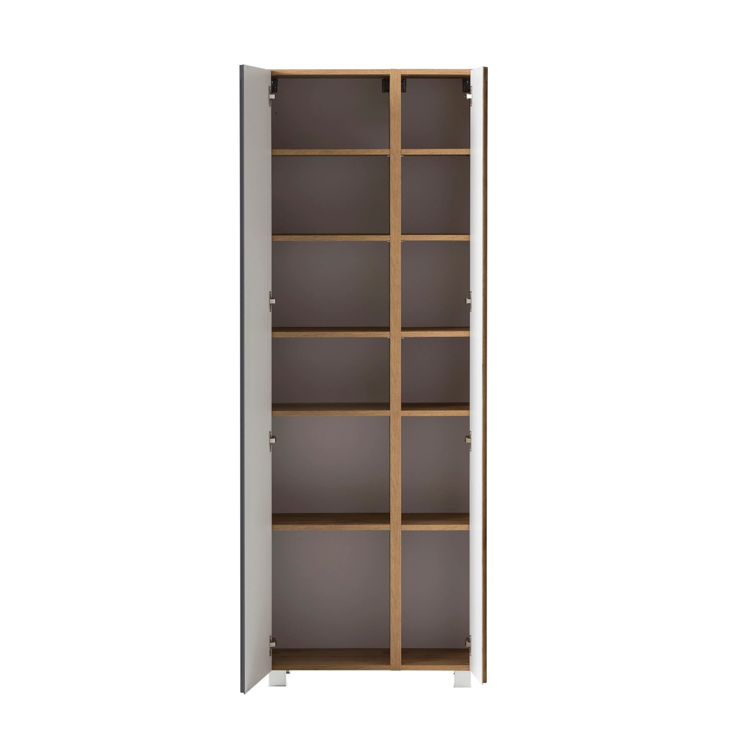 Offener Held Möbel Seitenschrank Ancona, 65 cm, matt Grau-Wotaneiche, mit Einlegeböden.