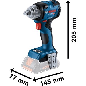 Bosch Professional GDS 18 V-330 HC Akku-Drehschlagschrauber mit Abmessungen.