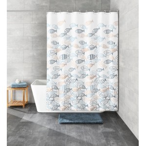 Bunter Kleine Wolke Duschvorhang Sardinas mit Fischmuster, 180x200 cm.