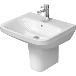 Weißes Duravit DuraStyle Waschbecken, 55 cm, mit Überlauf und Hahnloch für moderne Bäder.
