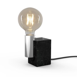 Näve Tischleuchte Gemma, Marmoroptik, Chrom, 16cm. Design-Tischlampe mit E27 Fassung.