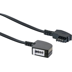 Schwaiger TAE Verlängerungskabel, universal, schwarz, für Telefon und Zusatzgeräte.
