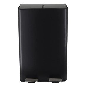 Spirella Kosmetikeimer Aliya, 2x30L, Schwarz Matt, Dual-Mülleimer mit Pedalöffnung.