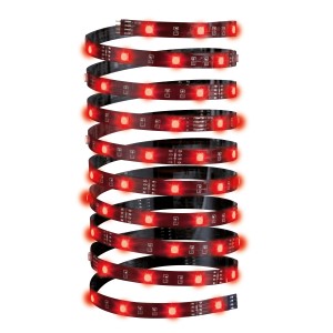 Aufgerollter Paulmann YourLED ECO Stripe 5 m RGB LED-Streifen mit rotem Licht.