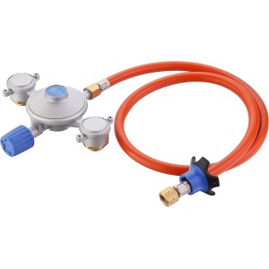 Cadac Dual Power Pak 50 mbar für Campinggrills, mit Schlauch zum Anschluss von Gaskartuschen.