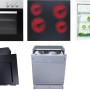 Flex-Well Küchengeräte-Set 10: Einbauherd, Kochfeld, Kühlschrank, Geschirrspüler und Dunstabzugshaube.