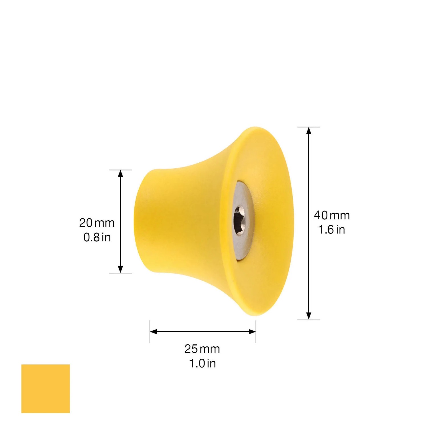 Gelber Wandhaken Tulip von Wagner, Ø 40 mm. Dekorativer Haken für Küche, Bad oder Flur.