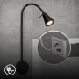 Schwarze Briloner LED Bettleuchte Tusa mit Flexarm, warmweißes Licht für Nachttisch oder Wandmontage.