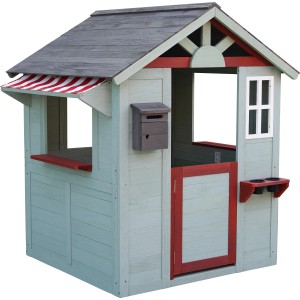 Spielhaus FSC Tanne 129,5 cm x 118 cm x 100 cm Grau-Rot-Weiß