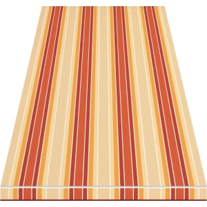 Kassettenmarkise Perform 300x200 cm, silbernes Gestell, rot-orange gestreiftes Tuch.