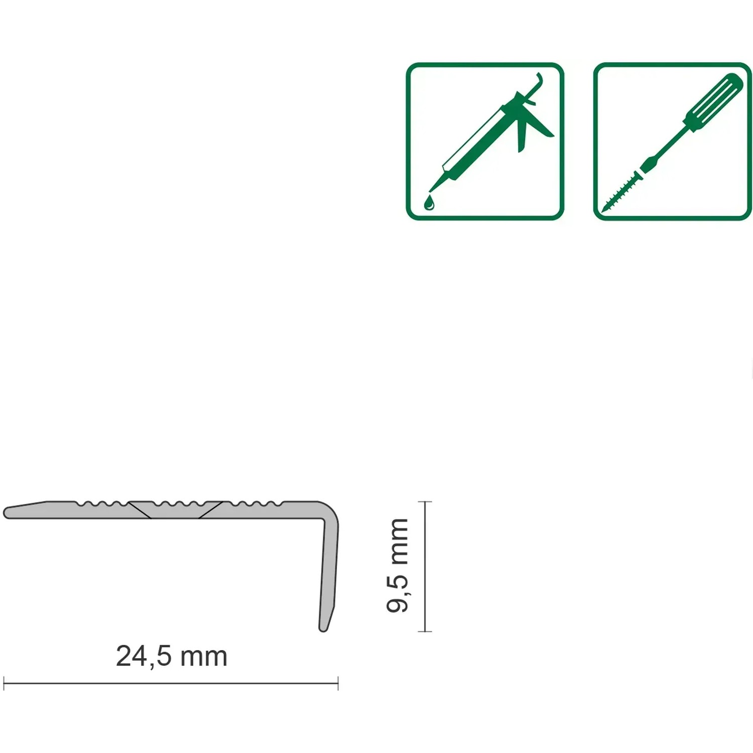 Treppenprofil simple-fix 11, eloxiertes Aluminium, champagnerfarben, Maße: 245 x 95 x 900 mm.