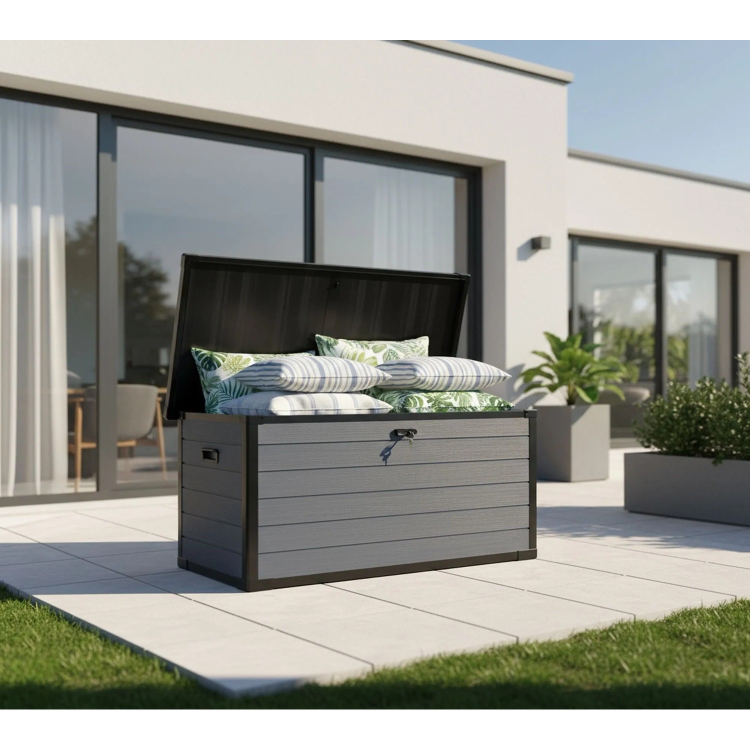 Westmann Gartenbox XXL Silva Kunststoff 74 cm x 150 cm x 66 cm Anthrazit 570 l kaufen bei OBI