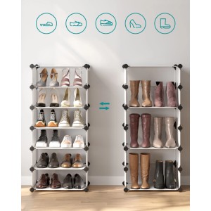 Weißes Songmics Steckregal Damion mit 10 Fächern für Schuhe und Stiefel.