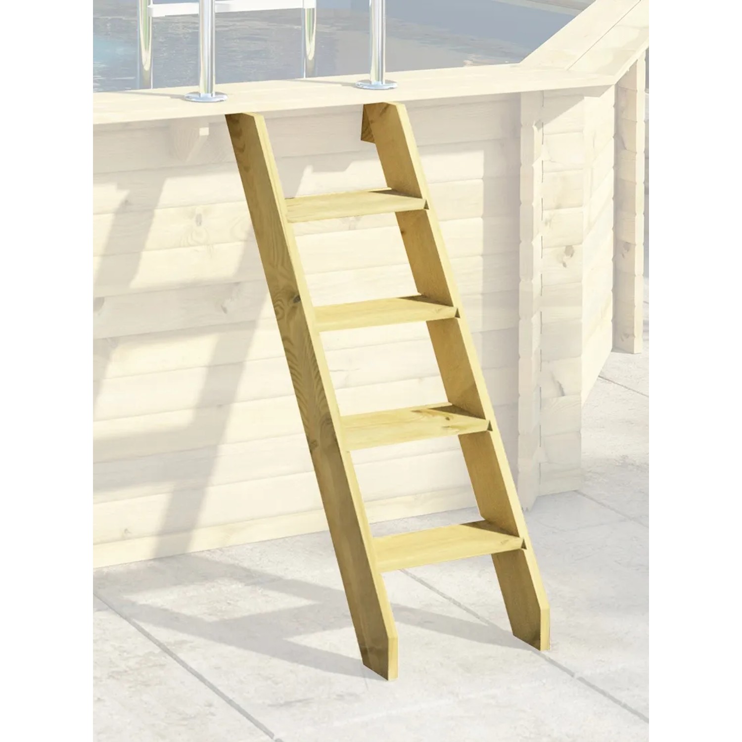 Holzpool-Leiter für Karibu Pool Set C, chromfrei kesseldruckimprägniert.