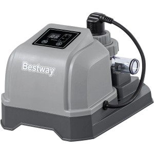 Bestway Salzwasseranlage Hydrogenic 2 g/h, graue Pool Salzanlage mit Display und Kabel.