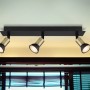 Globo Strahler Drew, 3-flammig, schwarz-matt/goldfarben, 400x60x90 mm. Deckenleuchte mit drei Spots.