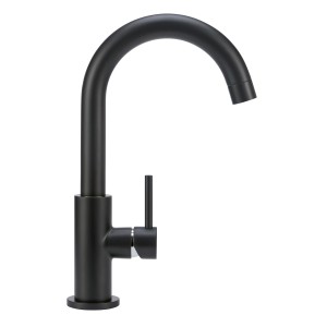 baliv Waschtischarmatur WT-151, schwarz-matte Armatur mit gebogenem Auslauf.