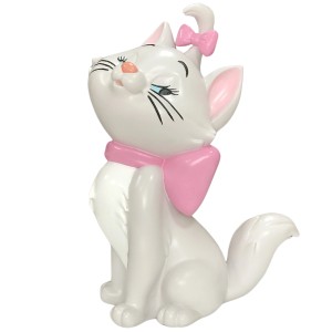 Disney Gartenfigur Marie, satin-weiß, mit rosa Schleifen. Dekorative Gartenfigur.