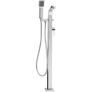 Freistehende Wannenarmatur GILA mit Handbrause, Chrom-Optik.