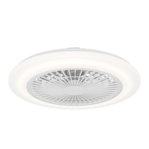 Weißer Eglo LED-Ventilator Windley mit Licht, 49,2 cm Durchmesser. Deckenventilator mit Fernbedienung.