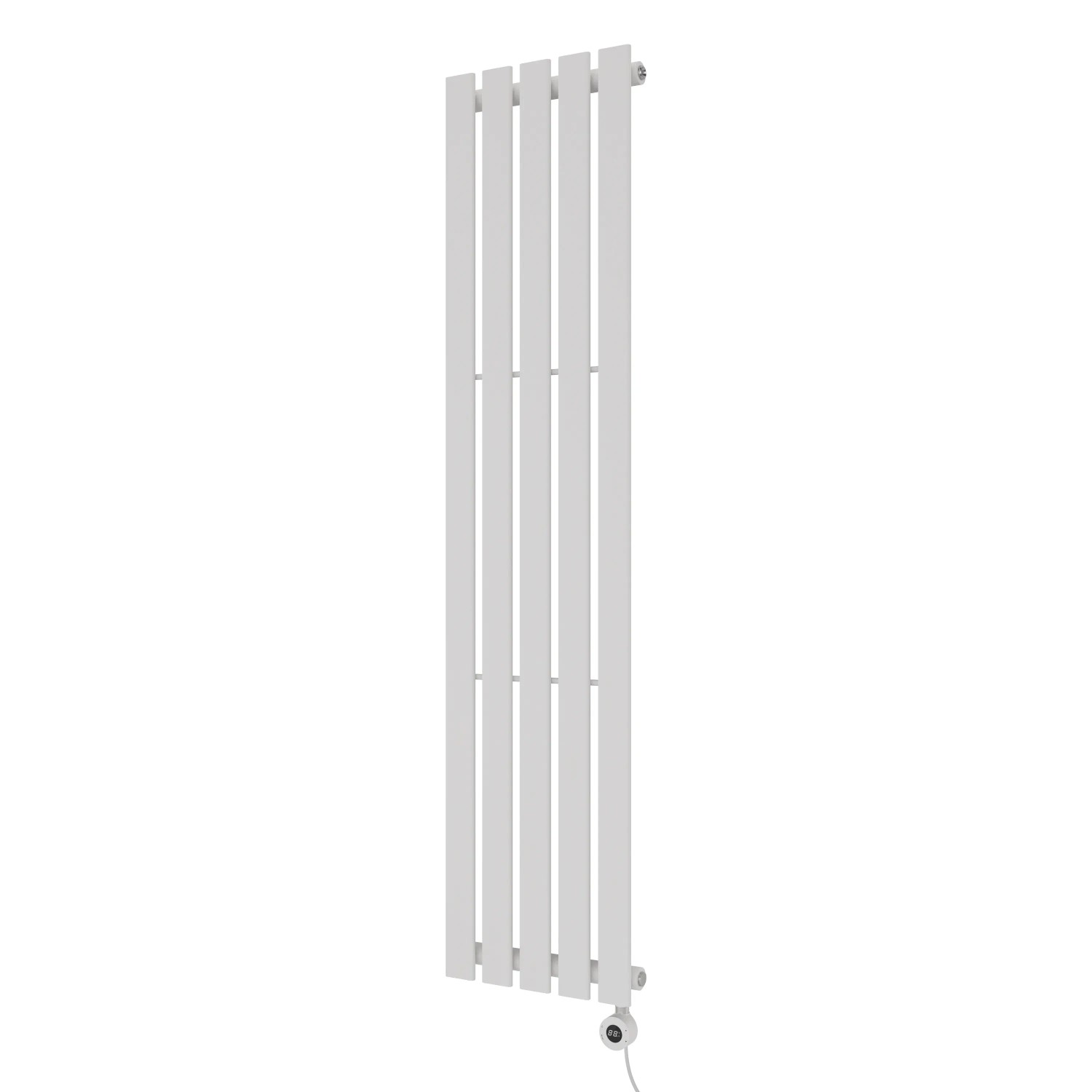 Weißer, elektrischer Handtuchwärmer Azur Stacy, 160x37,2 cm, 700 W, Typ 6.1 für das Badezimmer.