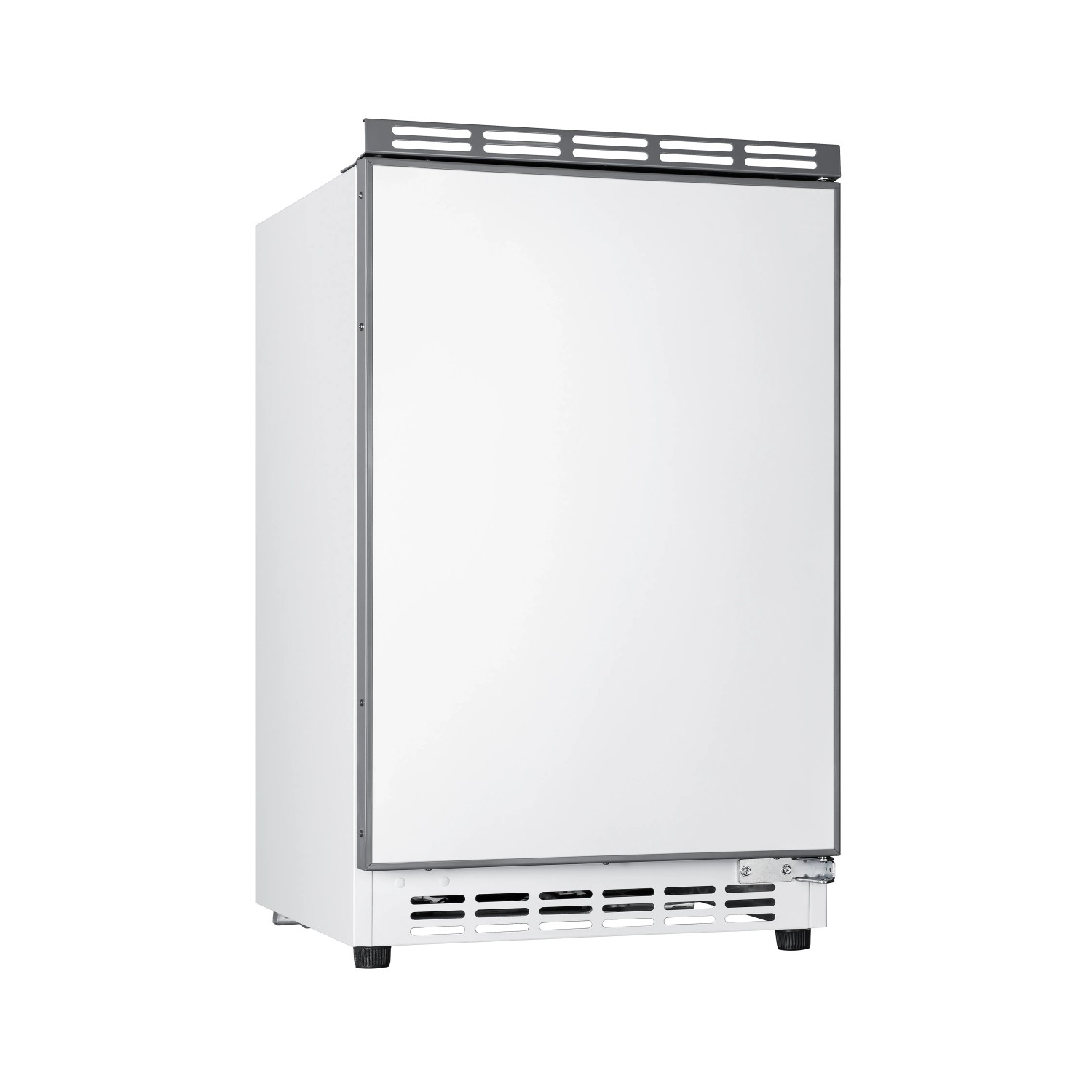 Unterbau-Kühlschrank für Flex-Well Singleküche Capri, weiße Tür, integriert in Miniküche.