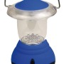 Blaue LED-Laterne für Camping & Garten mit Tragegriff und verschiedenen Leuchtfunktionen.