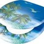 WC-Sitz Kalamos mit Strandmotiv: Holzkern, Palmen, Möwen und Meer für Ihr Badezimmer.