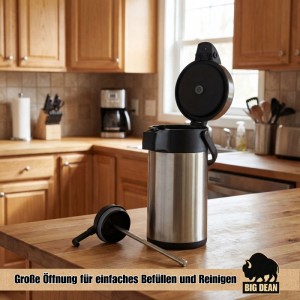 Sonstige Haushalt International Airpot 3,0 L Pumpkanne Isolierkanne Thermo Kanne Kaffeekanne Camping Edelstahl