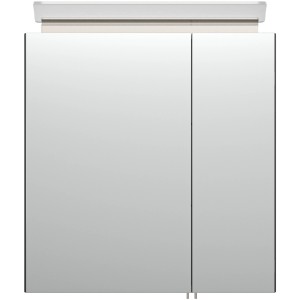 Posseik Spiegelschrank, 60 cm breit, anthrazit mit Softclose-Türen und Aufsatzleuchte.